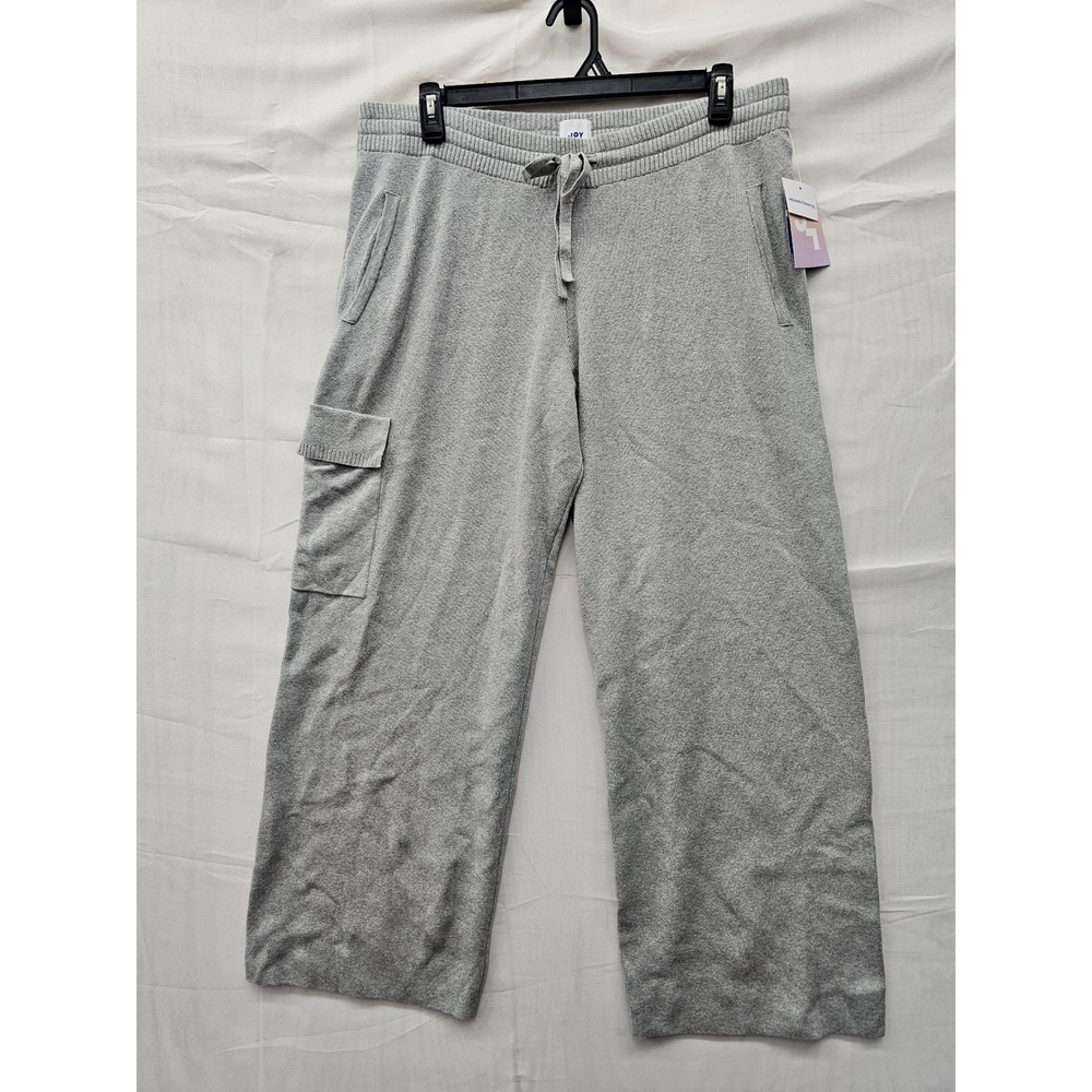 JoyLab Womens Wide Leg Sweater Knit Cargo Pants Gray Cotton Blend Size XL